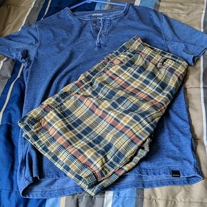 Flat front checkered shorts